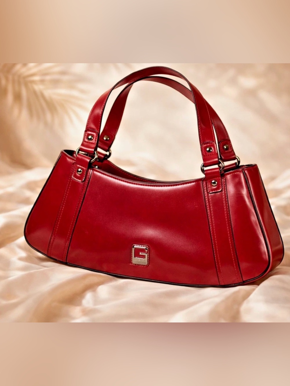 Guess Red Leather Double-Handle Shoulder Bag